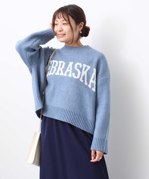 toucher du brise（トゥシェドブリーズ）の「カレッジロゴ カジュアル ニットプルオーバー（ニット/セーター・レディース・ベージュ/グレー/ブルー・M）」の11枚目の写真