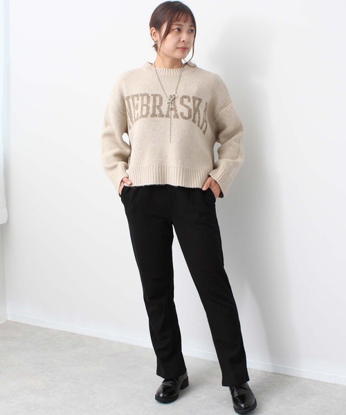 toucher du brise（トゥシェドブリーズ）の「カレッジロゴ カジュアル ニットプルオーバー（ニット/セーター・レディース・ベージュ/グレー/ブルー・M）」の9枚目の写真