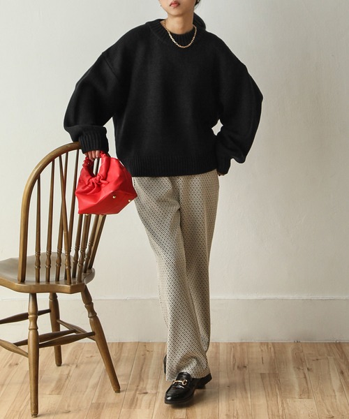 Chillfar（チルファー）の「デイリーカラフルニット（ニット/セーター・レディース・ブルー/ブラック/アイボリー/グレイッシュベージュ/レンガ/グリーン/レッド/ピンク/ブラウン/イエロー/ネイビー/ダークブラウン/ピンク系/ブルーグレー/ダークグリーン・FREE）」の20枚目の写真