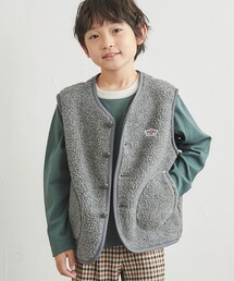 [洗える]ノーカラーボアベスト