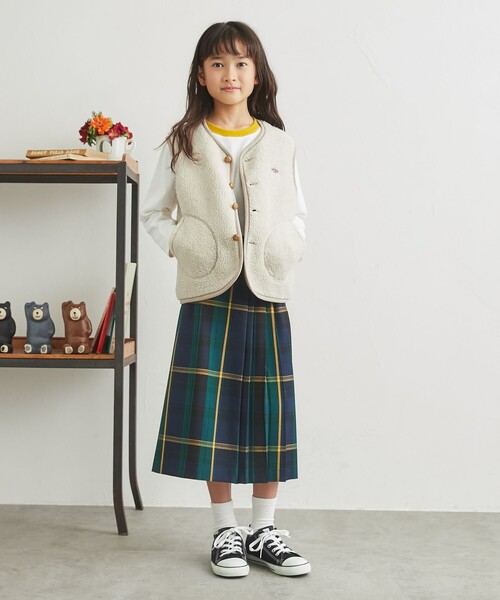 coen（コーエン）の「[洗える]ノーカラーボアベスト（ベスト・キッズ・オフホワイト/グレー・140/150/100/110/120/130）」の7枚目の写真