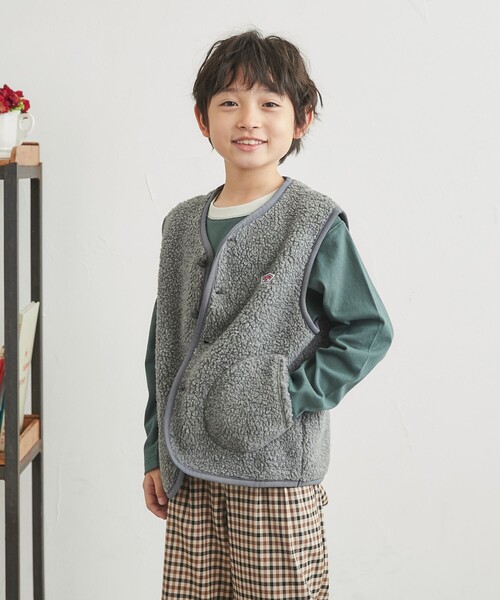 coen（コーエン）の「[洗える]ノーカラーボアベスト（ベスト・キッズ・オフホワイト/グレー・140/150/100/110/120/130）」の10枚目の写真
