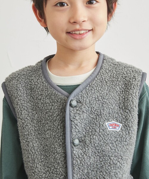 coen（コーエン）の「[洗える]ノーカラーボアベスト（ベスト・キッズ・オフホワイト/グレー・140/150/100/110/120/130）」の15枚目の写真