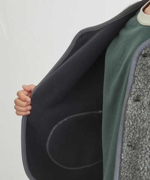 coen（コーエン）の「[洗える]ノーカラーボアベスト（ベスト・キッズ・オフホワイト/グレー・140/150/100/110/120/130）」の20枚目の写真