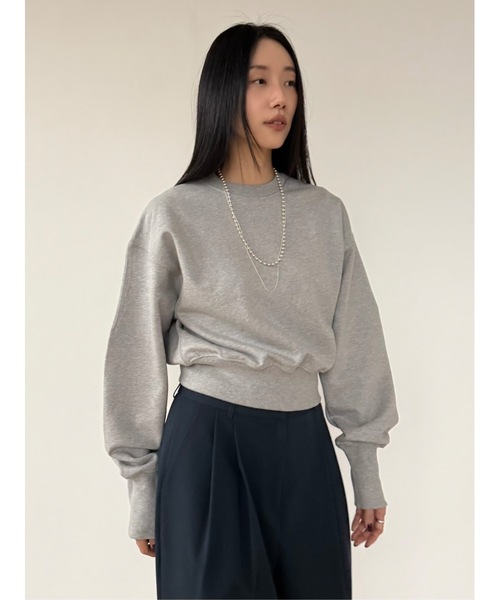 Didot.showroom(ディドット ショールーム)の「【DIDOT.】ミニマルクロップドMTM(スウェット・レディース・カーキ/ネイビー/ベージュ/ブラック/グレー・FREE/L)」の3枚目の写真