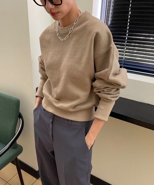 Didot.showroom(ディドット ショールーム)の「【DIDOT.】ミニマルクロップドMTM(スウェット・レディース・カーキ/ネイビー/ベージュ/ブラック/グレー・FREE/L)」の17枚目の写真