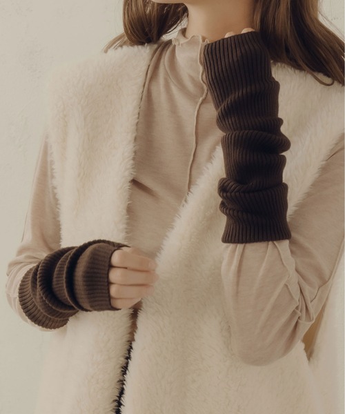 fupel（フぺル）の「リブ編みアームカバー（アームカバー・レディース・モカ/ベージュ/ブラウン系その他・FREE）」の3枚目の写真