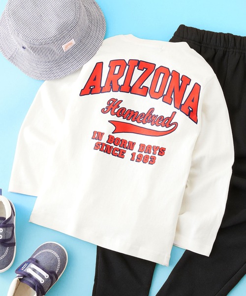 SHISKY（シスキー）の「SHISKY / シスキー 柄込み ロングスリーブ クルーネックTシャツ キッズ（Tシャツ/カットソー・キッズ・チャコール/ミント/ブラック/ホワイト系1/ブラック系2/ネイビー/ブラウン/杢グレー/グレー系1/グレー系/ベージュ系/オフホワイト/ブラック系1/ホワイト系/ブラック系/グリーン系/カーキ/ダークグリーン/サックスブルー/ベージュ・110/160/120/140/150/130）」の3枚目の写真