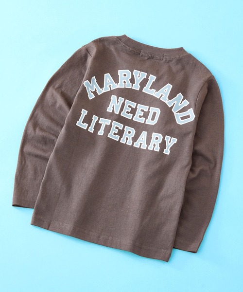 SHISKY（シスキー）の「SHISKY / シスキー 柄込み ロングスリーブ クルーネックTシャツ キッズ（Tシャツ/カットソー・キッズ・チャコール/ミント/ブラック/ホワイト系1/ブラック系2/ネイビー/ブラウン/杢グレー/グレー系1/グレー系/ベージュ系/オフホワイト/ブラック系1/ホワイト系/ブラック系/グリーン系/カーキ/ダークグリーン/サックスブルー/ベージュ・110/160/120/140/150/130）」の12枚目の写真