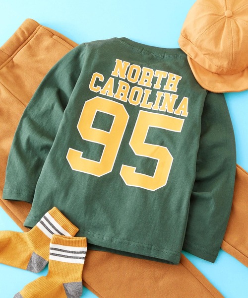 SHISKY（シスキー）の「SHISKY / シスキー 柄込み ロングスリーブ クルーネックTシャツ キッズ（Tシャツ/カットソー・キッズ・チャコール/ミント/ブラック/ホワイト系1/ブラック系2/ネイビー/ブラウン/杢グレー/グレー系1/グレー系/ベージュ系/オフホワイト/ブラック系1/ホワイト系/ブラック系/グリーン系/カーキ/ダークグリーン/サックスブルー/ベージュ・110/160/120/140/150/130）」の18枚目の写真