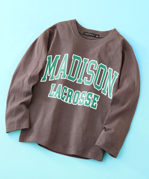 SHISKY（シスキー）の「SHISKY / シスキー 柄込み ロングスリーブ クルーネックTシャツ キッズ（Tシャツ/カットソー・キッズ・チャコール/ミント/ブラック/ホワイト系1/ブラック系2/ネイビー/ブラウン/杢グレー/グレー系1/グレー系/ベージュ系/オフホワイト/ブラック系1/ホワイト系/ブラック系/グリーン系/カーキ/ダークグリーン/サックスブルー/ベージュ・110/160/120/140/150/130）」の10枚目の写真