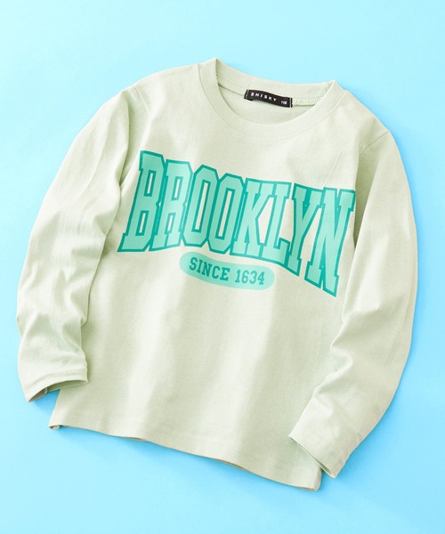 SHISKY（シスキー）の「SHISKY / シスキー 柄込み ロングスリーブ クルーネックTシャツ キッズ（Tシャツ/カットソー・キッズ・チャコール/ミント/ブラック/ホワイト系1/ブラック系2/ネイビー/ブラウン/杢グレー/グレー系1/グレー系/ベージュ系/オフホワイト/ブラック系1/ホワイト系/ブラック系/グリーン系/カーキ/ダークグリーン/サックスブルー/ベージュ・110/160/120/140/150/130）」の17枚目の写真