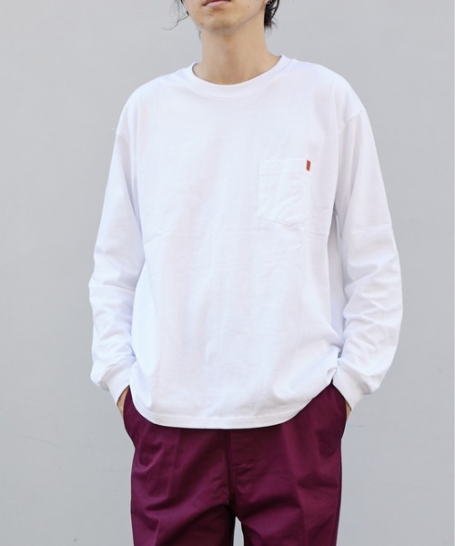 UNIVERSAL OVERALL(ユニバーサルオーバーオール)の「ポケットロングスリーブTシャツ【POCKET LONG SLEEVE】(Tシャツ/カットソー・メンズ・ダークグリーン/ブラック/ホワイト/オートミール/ライトグリーン・M/L/XL/S)」の6枚目の写真