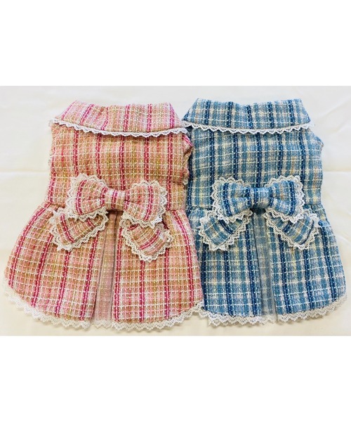 【minimo】チェックリボンコート/犬服(ドッグウェア)(SU)（ペットウェア）｜tone（トーン）