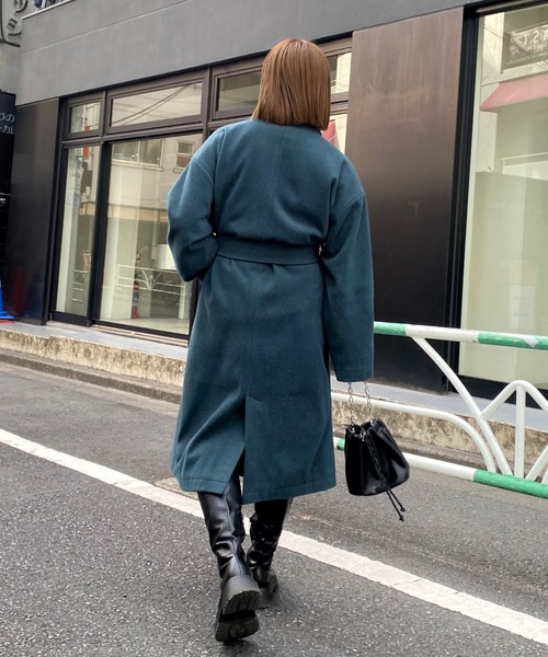 WHO'S WHO gallery（フーズフーギャラリー）の「ハイネックコート（その他アウター・レディース・ダークグリーン/オフホワイト/ブラック・FREE）」の18枚目の写真