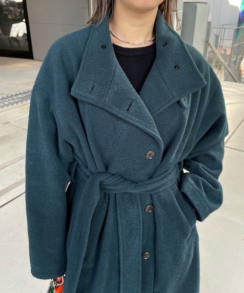 WHO'S WHO gallery（フーズフーギャラリー）の「ハイネックコート（その他アウター・レディース・ダークグリーン/オフホワイト/ブラック・FREE）」の13枚目の写真