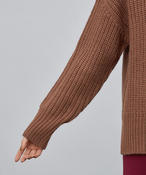 STYLE DELI（スタイルデリ）の「ローゲージスタンドネックニット（ニット/セーター・レディース・ブラック/アイボリー/キャメル・FREE）」の10枚目の写真