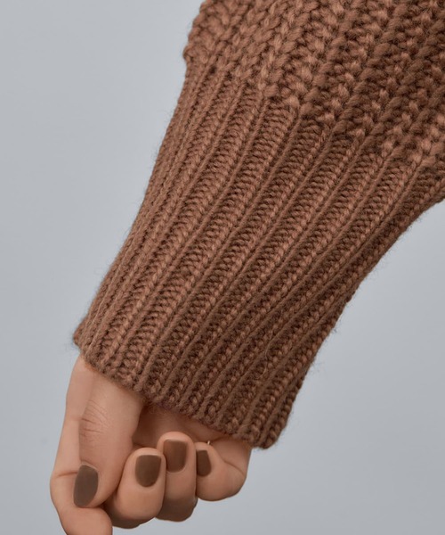 STYLE DELI（スタイルデリ）の「ローゲージスタンドネックニット（ニット/セーター・レディース・ブラック/アイボリー/キャメル・FREE）」の11枚目の写真