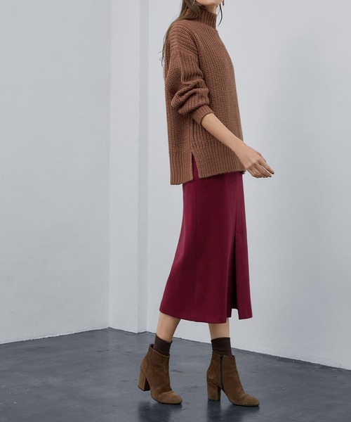 STYLE DELI（スタイルデリ）の「ローゲージスタンドネックニット（ニット/セーター・レディース・ブラック/アイボリー/キャメル・FREE）」の12枚目の写真