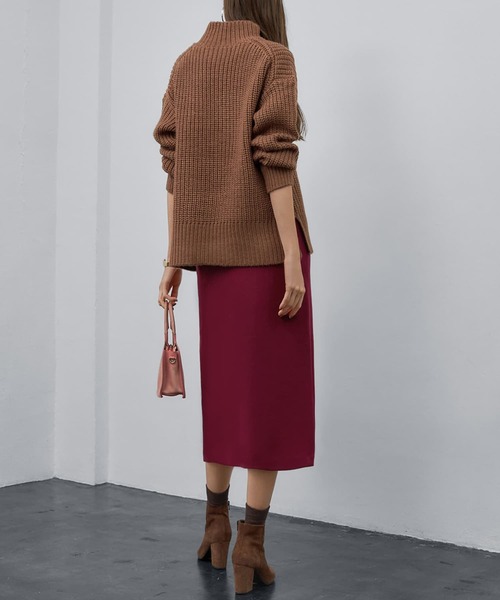 STYLE DELI（スタイルデリ）の「ローゲージスタンドネックニット（ニット/セーター・レディース・ブラック/アイボリー/キャメル・FREE）」の13枚目の写真