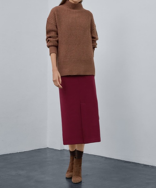 STYLE DELI（スタイルデリ）の「ローゲージスタンドネックニット（ニット/セーター・レディース・ブラック/アイボリー/キャメル・FREE）」の14枚目の写真