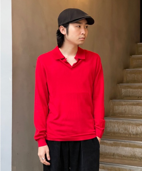 Toironier(トワロニエ)の「Toironier/トワロニエ/Skipper Polo Knit(ポロシャツ・メンズ・ブラック/ネイビー/ホワイト/レッド・F)」の11枚目の写真