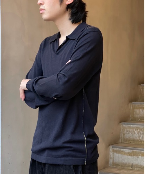 Toironier(トワロニエ)の「Toironier/トワロニエ/Skipper Polo Knit(ポロシャツ・メンズ・ブラック/ネイビー/ホワイト/レッド・F)」の12枚目の写真