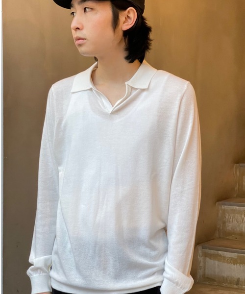 Toironier(トワロニエ)の「Toironier/トワロニエ/Skipper Polo Knit(ポロシャツ・メンズ・ブラック/ネイビー/ホワイト/レッド・F)」の15枚目の写真