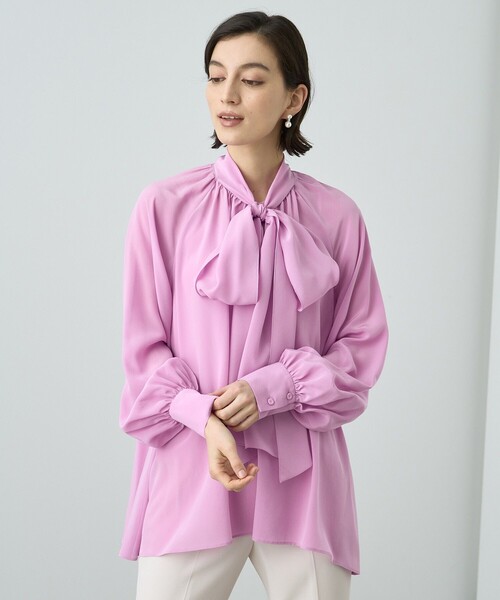 ANAYI(アナイ)の「シルクデシンボウタイチュニック ブラウス(シャツ/ブラウス・レディース・ブラック/ラベンダー・38/36)」の13枚目の写真