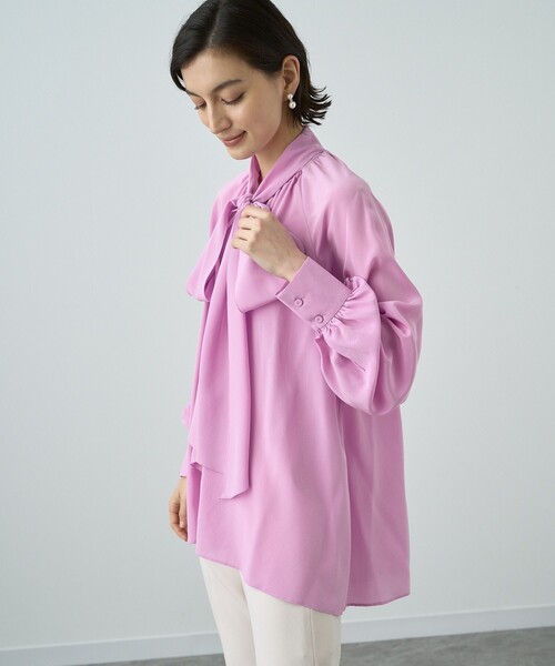 ANAYI(アナイ)の「シルクデシンボウタイチュニック ブラウス(シャツ/ブラウス・レディース・ブラック/ラベンダー・38/36)」の14枚目の写真