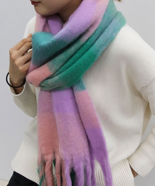 TITE IN THE STORE（ティテ　インザ　ストア）の「モヘアチェックストール（ストール/ショール・レディース・ピンク/イエロー/ブルー・FREE）」の18枚目の写真