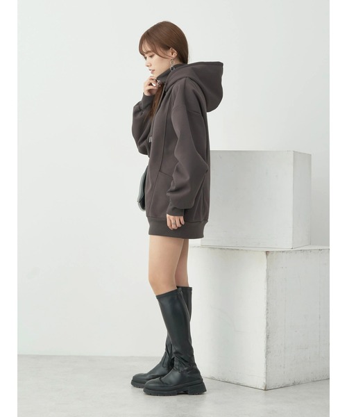 earth music&ecology(アースミュージックアンドエコロジー)の「ルーズZIPフーディスウェット(スウェット・レディース・チャコールグレー/アイボリー/ミント・FREE)」の21枚目の写真