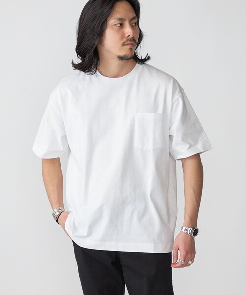 SHIPS(シップス)の「【WEB限定】SHIPS:〈汗染み防止加工〉ビッグシルエット ヘビーウェイト ポケット Tシャツ(Tシャツ/カットソー・メンズ・ベージュ/ホワイト/ブラック/ネイビー/グレー・LARGE/X-LARGE/MEDIUM/SMALL)」の2枚目の写真