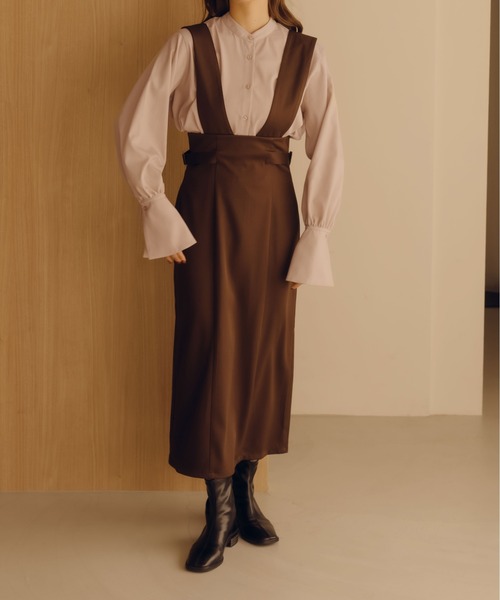 fupel（フぺル）の「2WAYサイドベルトジャンパースカート（ジャンパースカート・レディース・ダークブラウン/アイボリー・MEDIUM/LARGE）」の17枚目の写真