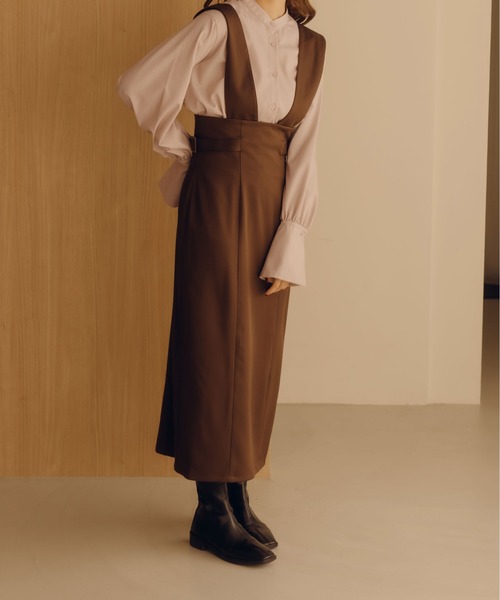 fupel（フぺル）の「2WAYサイドベルトジャンパースカート（ジャンパースカート・レディース・ダークブラウン/アイボリー・MEDIUM/LARGE）」の13枚目の写真