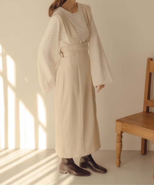 fupel（フぺル）の「2WAYサイドベルトジャンパースカート（ジャンパースカート・レディース・ダークブラウン/アイボリー・MEDIUM/LARGE）」の19枚目の写真