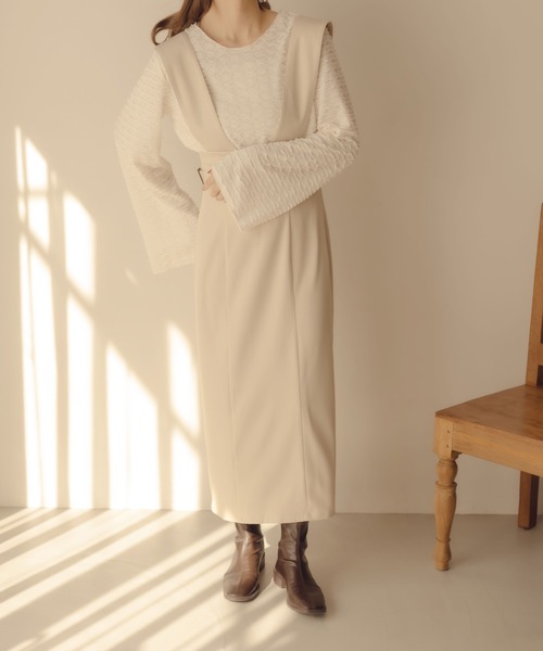 fupel（フぺル）の「2WAYサイドベルトジャンパースカート（ジャンパースカート・レディース・ダークブラウン/アイボリー・MEDIUM/LARGE）」の15枚目の写真