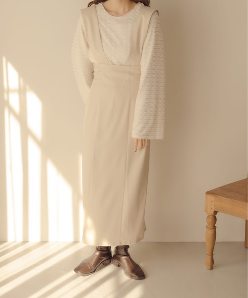 fupel（フぺル）の「2WAYサイドベルトジャンパースカート（ジャンパースカート・レディース・ダークブラウン/アイボリー・MEDIUM/LARGE）」の3枚目の写真