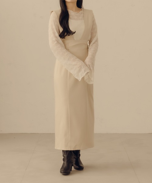 fupel（フぺル）の「2WAYサイドベルトジャンパースカート（ジャンパースカート・レディース・ダークブラウン/アイボリー・MEDIUM/LARGE）」の16枚目の写真