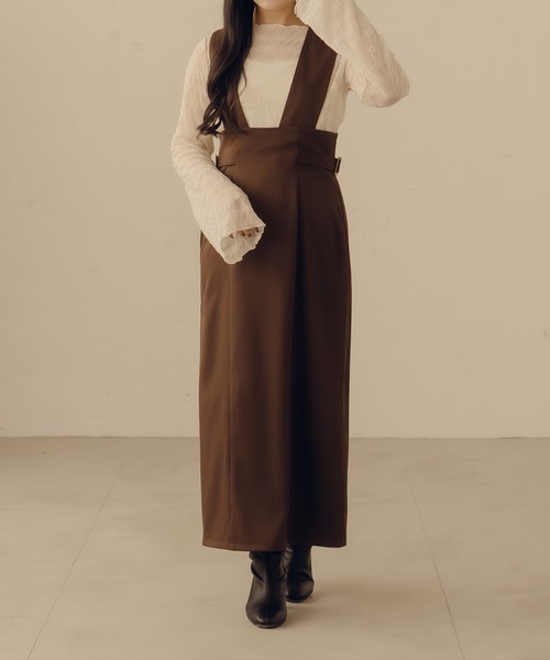 fupel（フぺル）の「2WAYサイドベルトジャンパースカート（ジャンパースカート・レディース・ダークブラウン/アイボリー・MEDIUM/LARGE）」の18枚目の写真