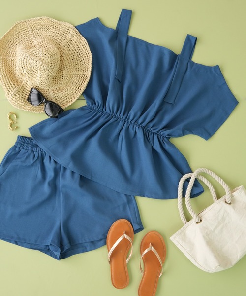 IAMUSE（アイアミューズ）の「オフショルデザインセットアップ/ビーチウェア S0439【IAMUSE】（ラッシュガード・レディース・アイボリー/ブラック/ライトグレー/ブルーグレー・FREE）」の20枚目の写真