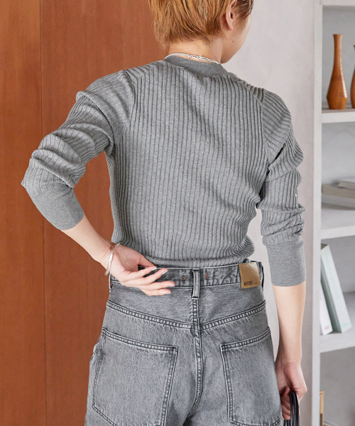 VERMEIL par iena(ヴェルメイユパーイエナ)の「イタリアシ RIB Vネックリブニット(ニット/セーター・レディース・バーガンディー/ブルー系その他/グレー/ネイビー・FREE)」の11枚目の写真