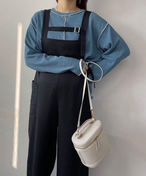 179/WG（イチナナキュウダブルジー）の「フロントベルトサロペット（サロペット/オーバーオール・レディース・オフホワイト/チャコールグレー・MEDIUM）」の2枚目の写真