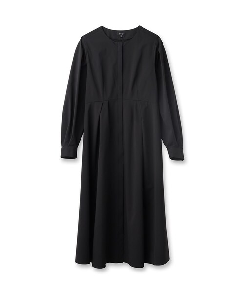 【新品】INDIVI 洗える 袖フレアロングワンピース ベージュ インディヴィL 新品】INDIVI 洗える 袖フレアロングワンピース ベージュ