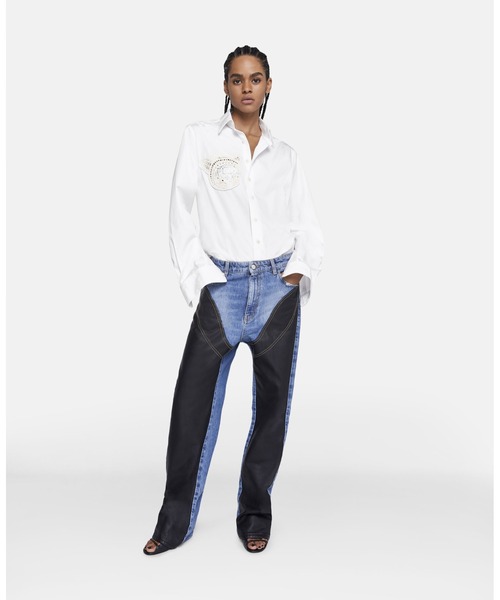 STELLA McCARTNEY（ステラマッカートニー）の「Upset Kitty Crochet Patch Longline Shirt / Upset Kitty クロシェパッチ ロングライン シャツ（シャツ/ブラウス・レディース・ホワイト・36）」の3枚目の写真