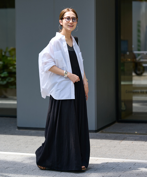 FRAMeWORK ブラックシアー長袖シャツ マチュールFRAMe WORKシアーブラック長袖シャツ - メルカリ