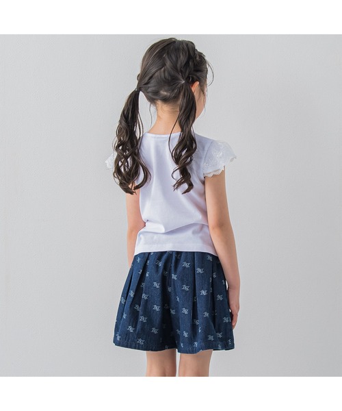 BeBe（ベベ）の「BeBe/【お揃い】デニムモノグラムジャガードショートパンツ(90~150cm)（その他パンツ・キッズ・ブルー系その他・150/140/90/110/100/120/130）」の3枚目の写真