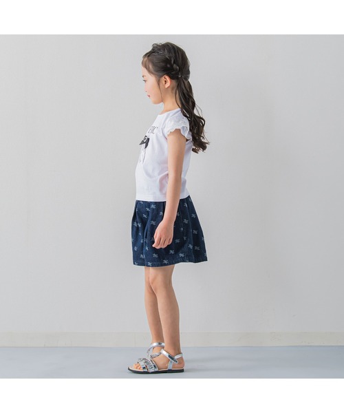 BeBe（ベベ）の「BeBe/【お揃い】デニムモノグラムジャガードショートパンツ(90~150cm)（その他パンツ・キッズ・ブルー系その他・150/140/90/110/100/120/130）」の4枚目の写真