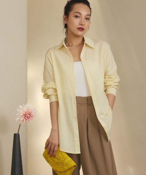 Edit Sheen（エディットシーン）の「カラーストライプルーズシャツ（シャツ/ブラウス・レディース・ピンク/グレー/グリーン/イエロー/オレンジ/ブルー・M）」の5枚目の写真