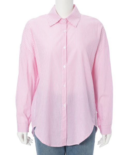 Edit Sheen（エディットシーン）の「カラーストライプルーズシャツ（シャツ/ブラウス・レディース・ピンク/グレー/グリーン/イエロー/オレンジ/ブルー・M）」の16枚目の写真